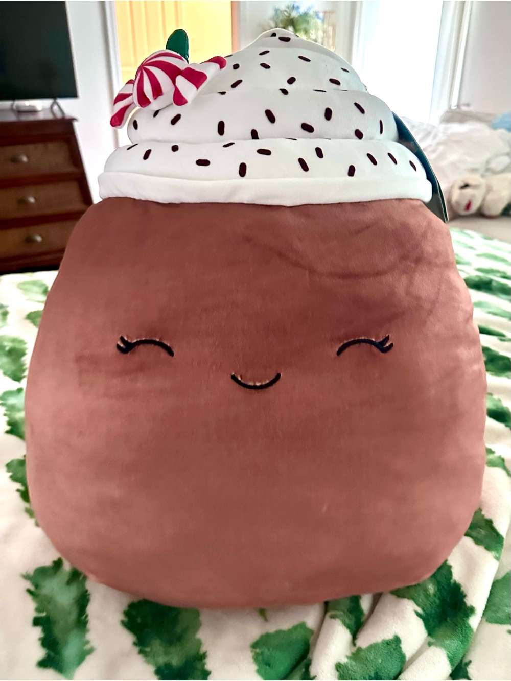 19” Marsha Squishmallows Brown Cupcake Plush Pillow w/ White Frosting & Pink Bow